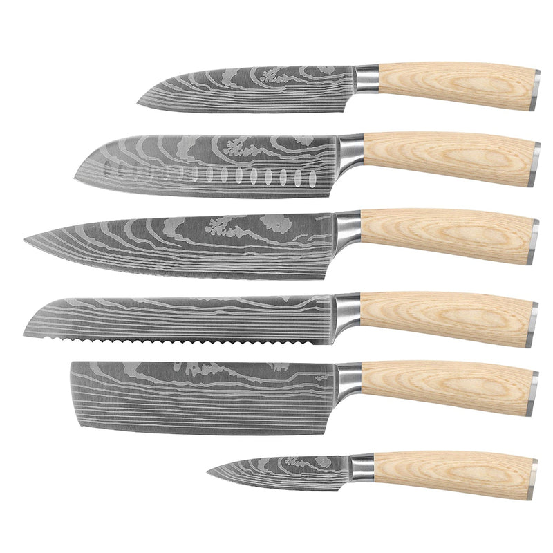 Shinrai Knives - Akari Damascus Print 6-piece knife set
