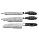 Damascus Pakka Wood 3-piece knife set