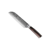 Hammered Stainless Steel 5-Piece Knife Set - Chef's Knife + Bread Knife + Nakiri + Small Santoku + Paring Knife