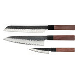 Kurayami 3-Piece Damascus Knife Set - Chef's Knife + Bread Knife + Paring Knife