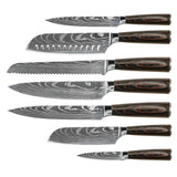 Quality Damascus Print Knives 7-piece knife set
