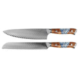 Eclipse 2-Piece Damascus Knife Set - Chef's Knife + Bread Knife