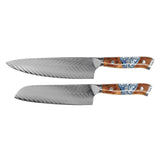Eclipse 2-Piece Damascus Knife Set - Chef's Knife + Santoku Knife