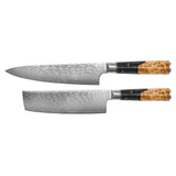 Epoxy Onyx 2-piece Damascus Knife Set - Chef's Knife + Nakiri