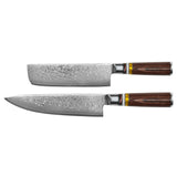 Micarta Jewels 2-Piece Damascus Knife Set - Chef's Knife + Nakiri