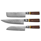 Micarta Jewels 3-piece Knife Set - Chef's Knife + Nakiri + Santoku
