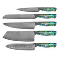 MOTHER OF PEARL JEWELS - 5-PIECE DAMASCUS KNIFE SET