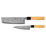 Takumi Kaza 2-piece Damascus Knife Set - Nakiri + Paring Knife