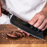 Quality Damascus Print Knives 7-piece knife set