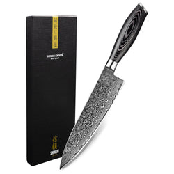 Damascus Pakka Wood -  Chef's Knife 20 cm