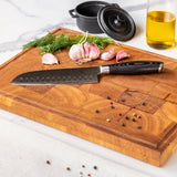 Damascus Pakka Wood - Santoku Knife 18 cm