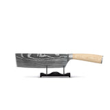 Akari Damascus Print 6-piece Knife Set + Knife Magnet Wall Strip Maple Wood