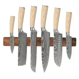 Akari Damascus Print 6-piece Knife Set + Knife Magnet Wall Strip Walnut Wood