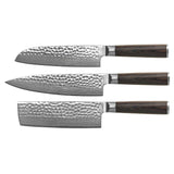 Hammered Damask BR 3-Piece Knife Set - Chef's Knife + Nakiri + Santoku