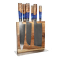 Shinrai Knives - Epoxy Sapphire 6-delige Messenset + Messenblok Cito dubbelzijdig Messenset met blok Shinrai Knives