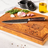 Shinrai Knives - Hammered RVS 5-delige Messenset - Koksmes + Broodmes + Nakiri + Kleine Santoku + Schilmes Messenset Shinrai Knives