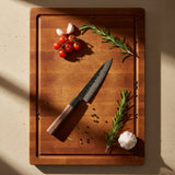 Shinrai Knives - Kurayami 4-piece Damascus Knife Set - Santoku + Bread Knife + Nakiri + Paring Knife