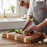 Shinrai Knives - Luxe Snijplank Acaciahout - Kopshout - Bundel Houten snijplank Shinrai Knives