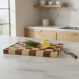 Shinrai Knives - Checkerboard Acacia Wood End Grain Cutting Board - 35 × 25 × 2.5 cm
