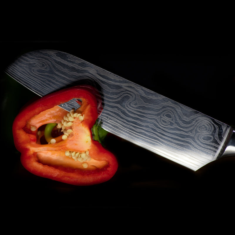 Quality Damascus print - Santoku knife