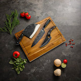 Combideal - 3 Zwarte Forged messen + Snijplank Messenset met snijplank Shinrai Japan