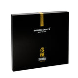 Damascus Print Series 5-delige messenset set 1 + Acacia Houder Style 1 Keukenmessen Shinrai Japan