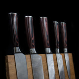 Damast Print Series 5-delige messenset set 1 + Acacia Houder Style 1 (Foto aanpassen) Keukenmessen Shinrai Japan