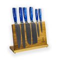 Epoxy Sapphire 6-delige Damascus Print Messenset + Acacia houder enkelzijdig Shinrai Japan