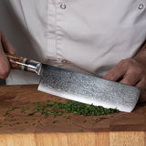 Micarta Jewels 7-delige Damascus Messenset + Acacia houder dubbelzijdig Messensets Shinrai Japan