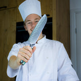 Parelmoer Jewels Damascus Santoku mes 18 cm Shinrai Japan