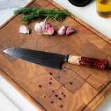 Ruby Octagon Damascus Kiritsuke 23 cm - Special Edition Keukenmessen Shinrai Japan