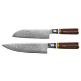 Micarta Jewels 2-Piece Damascus Knife Set - Chef's Knife + Santoku