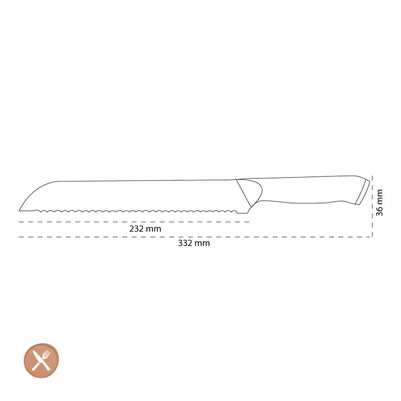 Shinrai Knives - Eclipse Series Damascus Bread Knife 20 cm