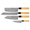 Takumi Kaza 4-piece Damascus Knife Set - Santoku + Bread Knife + Nakiri + Paring Knife