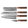 Shinrai Knives - Kigami Exclusive Damascus 4-delige set - Koksmes + Broodmes + Nakiri + Schilmes