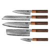 Shinrai Knives - Kigami Exclusive Damascus 5-piece set - Chef's knife + Bread knife + Nakiri + Office knife + Paring knife