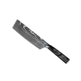 Damascus Print Epoxy Onyx 4-piece Knife Set - Santoku + Bread Knife + Nakiri + Paring Knife