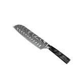 Damascus Print Epoxy Onyx 4-piece Knife Set - Santoku + Bread Knife + Nakiri + Paring Knife