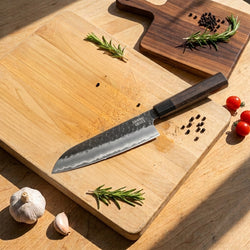 Shinrai Knives - Blackout Edition Damascus Santoku knife 18 cm