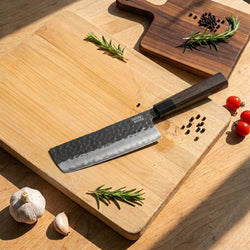 Shinrai Knives - Blackout Edition Damascus Nakiri knife 18 cm