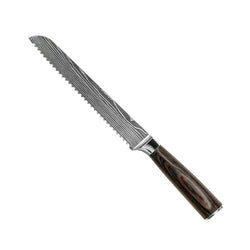 KNIFE SET DAMASCUS PRINT 7-PIECE + ACACIA HOLDER DOUBLE SIDED