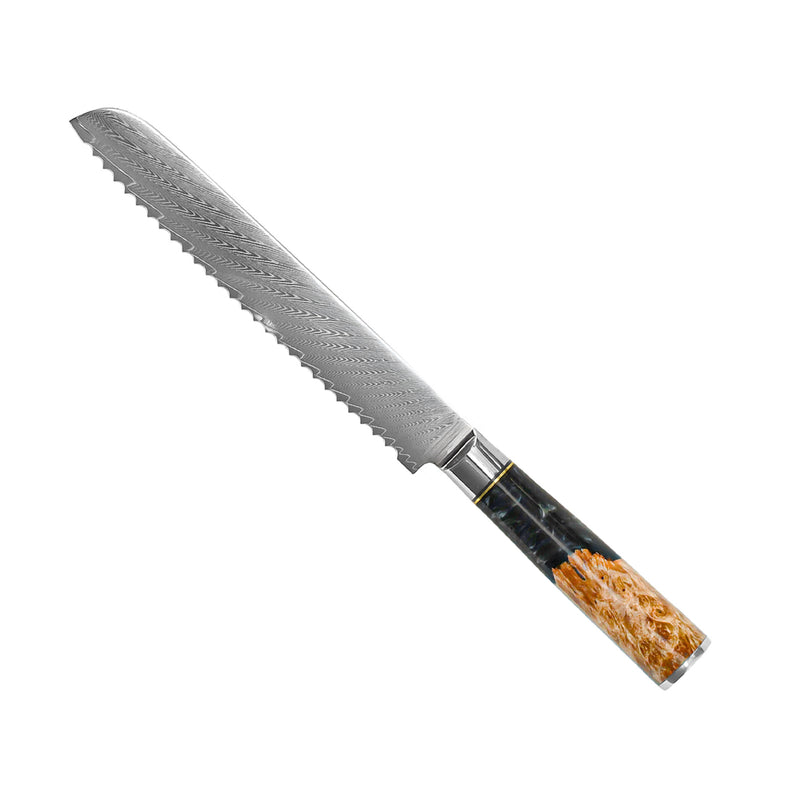 EPOXY ONYX 6-PIECE DAMASCUS KNIFE SET + ACACIA HOLDER