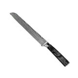 Damascus Print Epoxy Onyx 3-Piece Knife Set - Chef's Knife + Bread Knife + Paring Knife