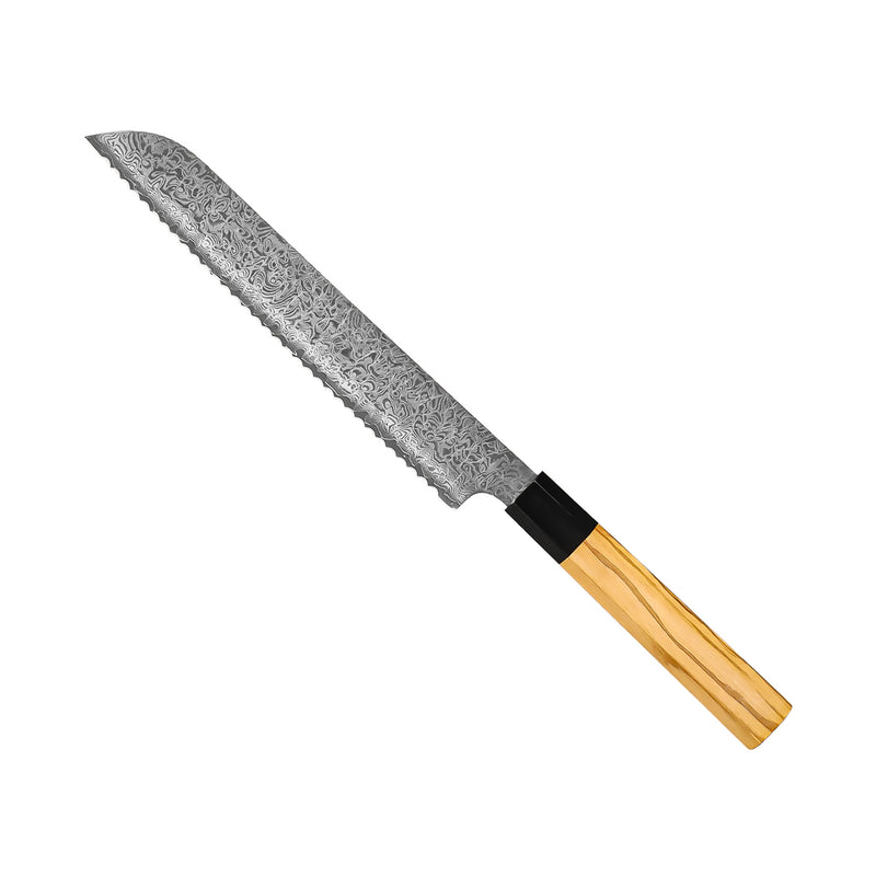 Takumi Kaza 4-piece Damascus Knife Set - Santoku + Bread Knife + Nakiri + Paring Knife