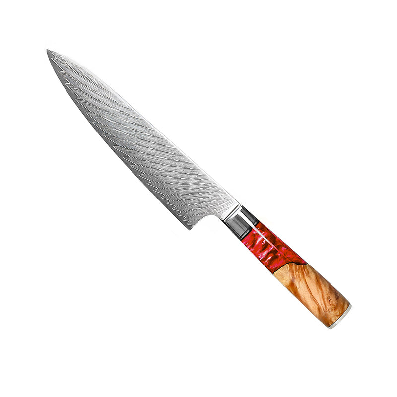 EPOXY RUBY - DAMASCUS CHEF'S KNIFE 20 CM