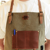 High-Quality Canvas & Leather Apron - Green