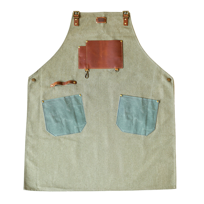 High-Quality Canvas & Leather Apron, Green