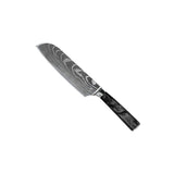 Damascus Print Epoxy Onyx 5-piece Knife Set - Chef's Knife + Bread Knife + Nakiri + Small Santoku + Paring Knife