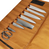 Shinrai Knives - Premium Canvas &amp; Leather Knife Roll - Brown