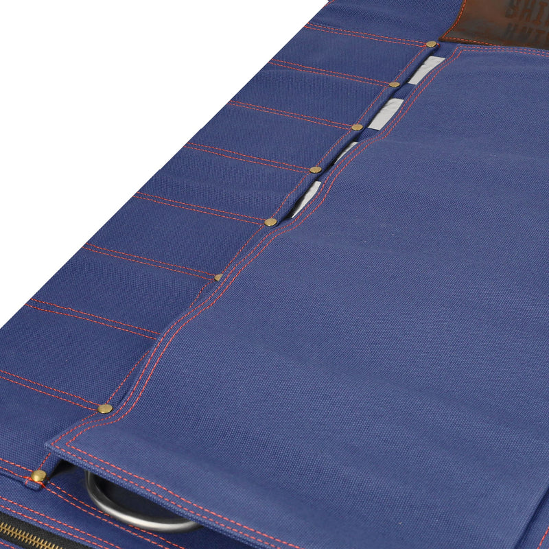 Premium Canvas & Leather Knife Roll, Dark Blue